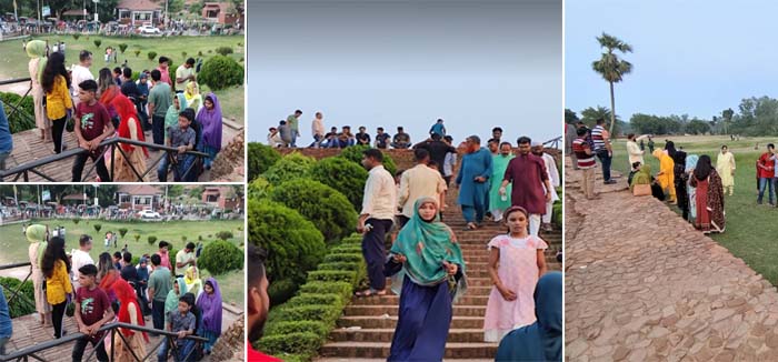 বগুড়ার ঐতিহাসিক মহাস্থানগড়ে দর্শনার্থীদের ভিড়